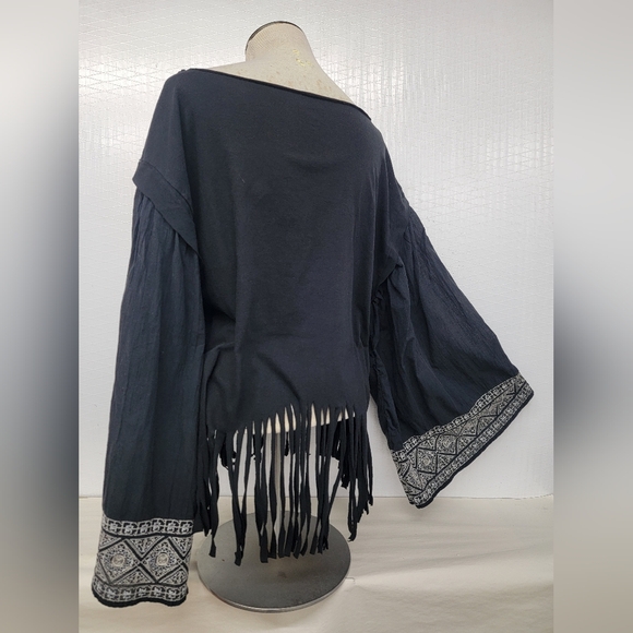 Beatles Band Fringe Top With Hippie Bell Sleeves Upcycled - Picture 8 of 9
